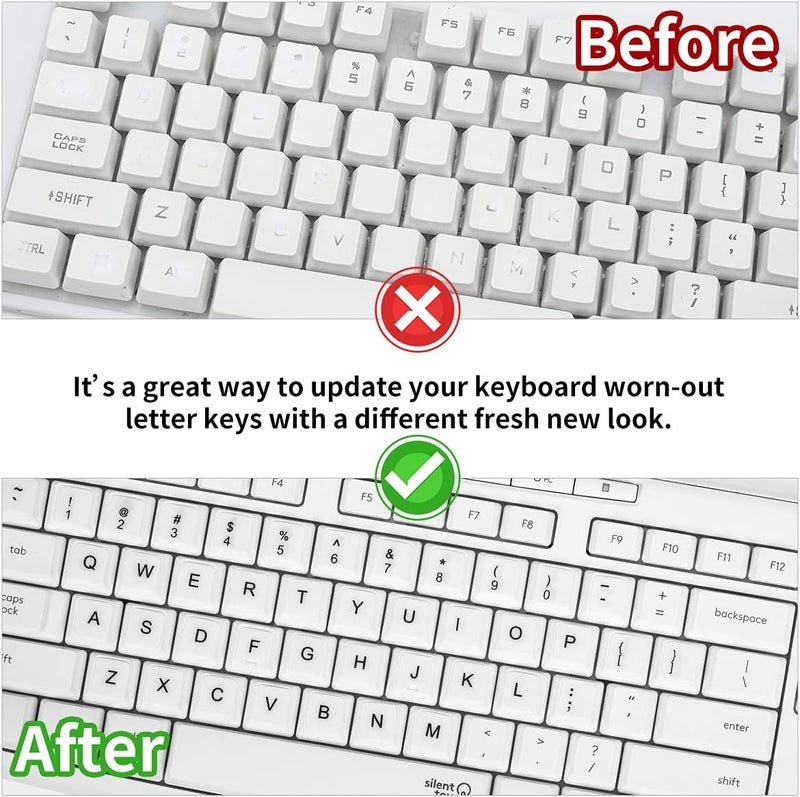 CaseBuy (2PCS Pack) English Keyboard Stickers, Universal Keyboard Replacement Letters English White Background with Black Lettering for Laptops Computer, Matte Keyboard Alphabet Stickers -White - Image 5